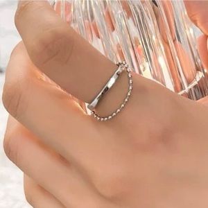 NWT Silver Adjustable Cuff Ring w/ Chain